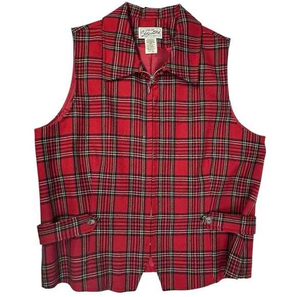 Vintage 90s Tartan Plaid Parisian Signature Womens Vest Size 12 Wool - Picture 4 of 10